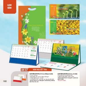 Lịch Bàn Chữ M (Có Note 52 Tuần) 2027 AH Mẫu AH67 - Lộc Xuân (24 x 16cm) Quà Tết Công Nhân Viên Chiết Khấu Cao in logo doanh nghiệp quà tặng Tết tại Quà Tặng Công Nhân