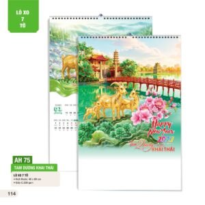Lịch Treo Tường Lò Xo 7 Tờ 2027 AH Mẫu AH75 (40 x 60cm) Quà Tết Công Nhân Viên Chiết Khấu Cao in logo doanh nghiệp quà tặng Tết tại Quà Tặng Công Nhân