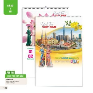 Lịch Treo Tường Lò Xo 7 Tờ 2027 AH Mẫu AH76 (40 x 60cm) Quà Tết Công Nhân Viên Chiết Khấu Cao in logo doanh nghiệp quà tặng Tết tại Quà Tặng Công Nhân