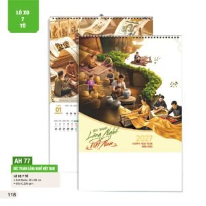 Lịch Treo Tường Lò Xo 7 Tờ 2027 AH Mẫu AH77 (40 x 60cm) Quà Tết Công Nhân Viên Chiết Khấu Cao in logo doanh nghiệp quà tặng Tết tại Quà Tặng Công Nhân