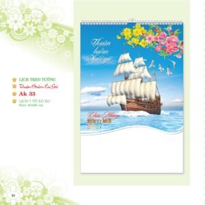 Lịch Treo Tường Lò Xo 2027 AK Mẫu AK33 (01  x  42 cm) Quà Tết Công Nhân Viên Chiết Khấu Cao in logo doanh nghiệp quà tặng Tết tại Quà Tặng Công Nhân