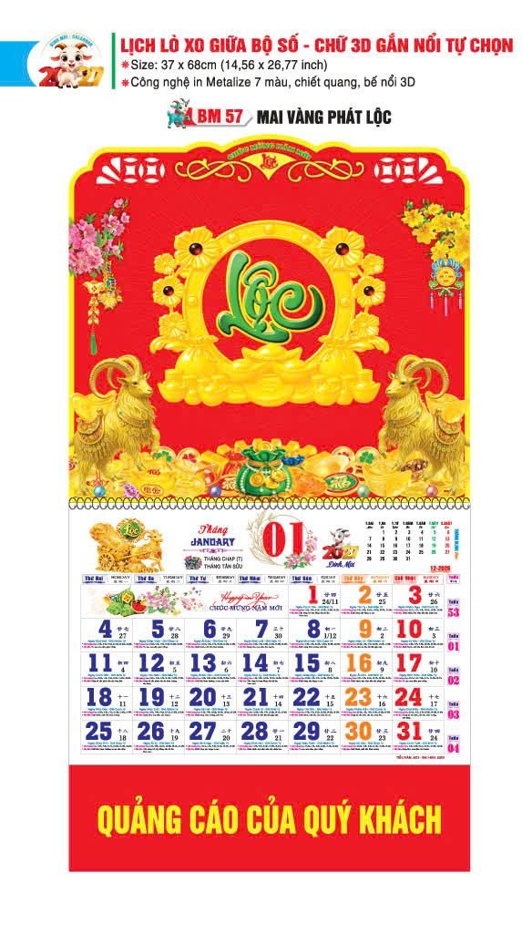 Lịch Bloc 2027 BM57 Quà Tết Công Nhân Viên Chiết Khấu Cao