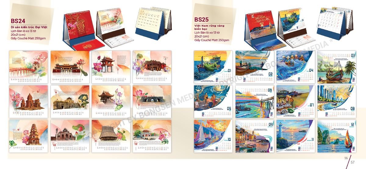 Lịch Để Bàn Nghệ Thuật 2027 BS29 Quà Tết Công Nhân Viên Chiết Khấu Cao