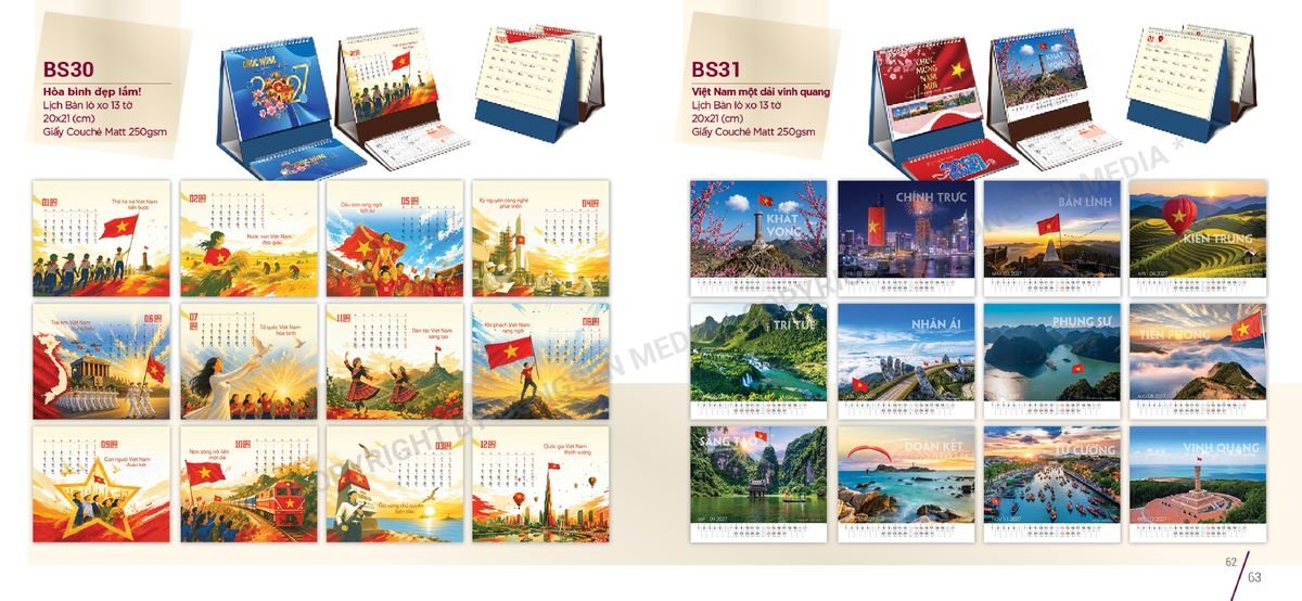 Lịch Để Bàn Nghệ Thuật 2027 BS32 Quà Tết Công Nhân Viên Chiết Khấu Cao