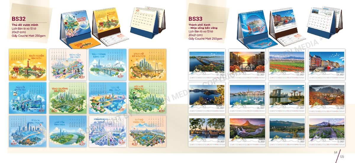 Lịch Để Bàn Nghệ Thuật 2027 BS33 Quà Tết Công Nhân Viên Chiết Khấu Cao