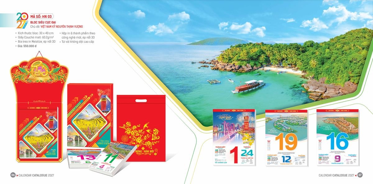 Lịch Bloc Hoa Niên 2027 ĐP DPHN02 Quà Tết Công Nhân Viên Chiết Khấu Cao