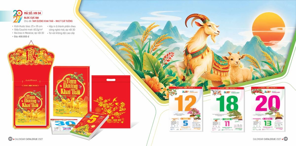 Lịch Bloc Hoa Niên 2027 ĐP DPHN03 Quà Tết Công Nhân Viên Chiết Khấu Cao