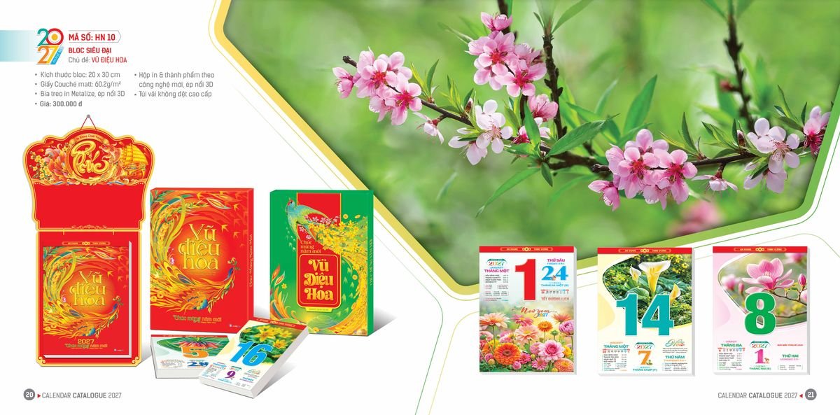 Lịch Bloc Hoa Niên 2027 ĐP DPHN09 Quà Tết Công Nhân Viên Chiết Khấu Cao