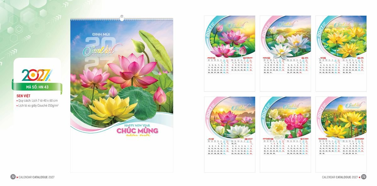 Lịch Bloc Hoa Niên 2027 ĐP DPHN35 Quà Tết Công Nhân Viên Chiết Khấu Cao