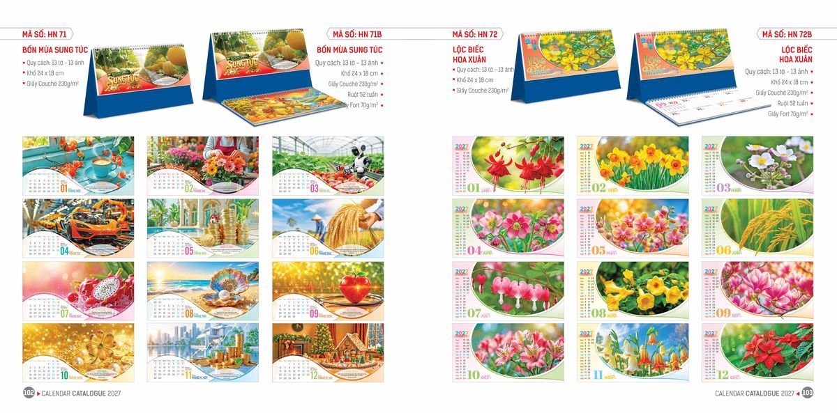 Lịch Bloc Hoa Niên 2027 ĐP DPHN50 Quà Tết Công Nhân Viên Chiết Khấu Cao
