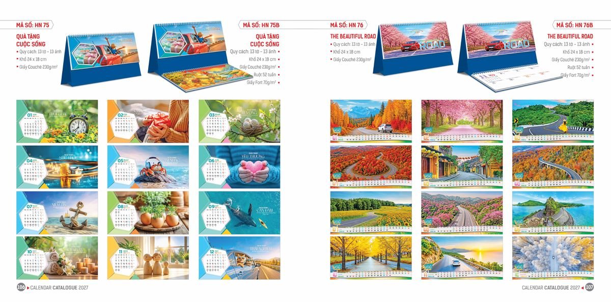 Lịch Bloc Hoa Niên 2027 ĐP DPHN52 Quà Tết Công Nhân Viên Chiết Khấu Cao