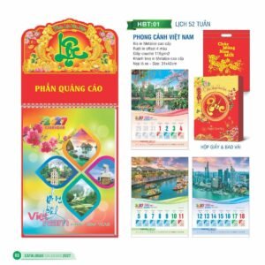 Lịch 52 Tuần 2027 HBT Mẫu HBT01 (31 x 42cm) Quà Tết Công Nhân Viên Chiết Khấu Cao in logo doanh nghiệp quà tặng Tết tại Quà Tặng Công Nhân