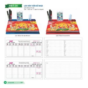 Lịch Để Bàn 2027 HBT Mẫu HBT35 (14 x 26cm) Quà Tết Công Nhân Viên Chiết Khấu Cao in logo doanh nghiệp quà tặng Tết tại Quà Tặng Công Nhân