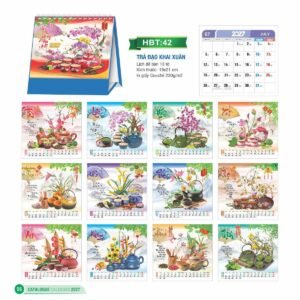Lịch Để Bàn 2027 HBT Mẫu HBT42 (19 x 21cm) Quà Tết Công Nhân Viên Chiết Khấu Cao in logo doanh nghiệp quà tặng Tết tại Quà Tặng Công Nhân