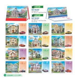 Lịch Bàn Chữ M (Có Note 52 Tuần) 2027 HBT Mẫu HBT60 (16 x 24cm) Quà Tết Công Nhân Viên Chiết Khấu Cao in logo doanh nghiệp quà tặng Tết tại Quà Tặng Công Nhân