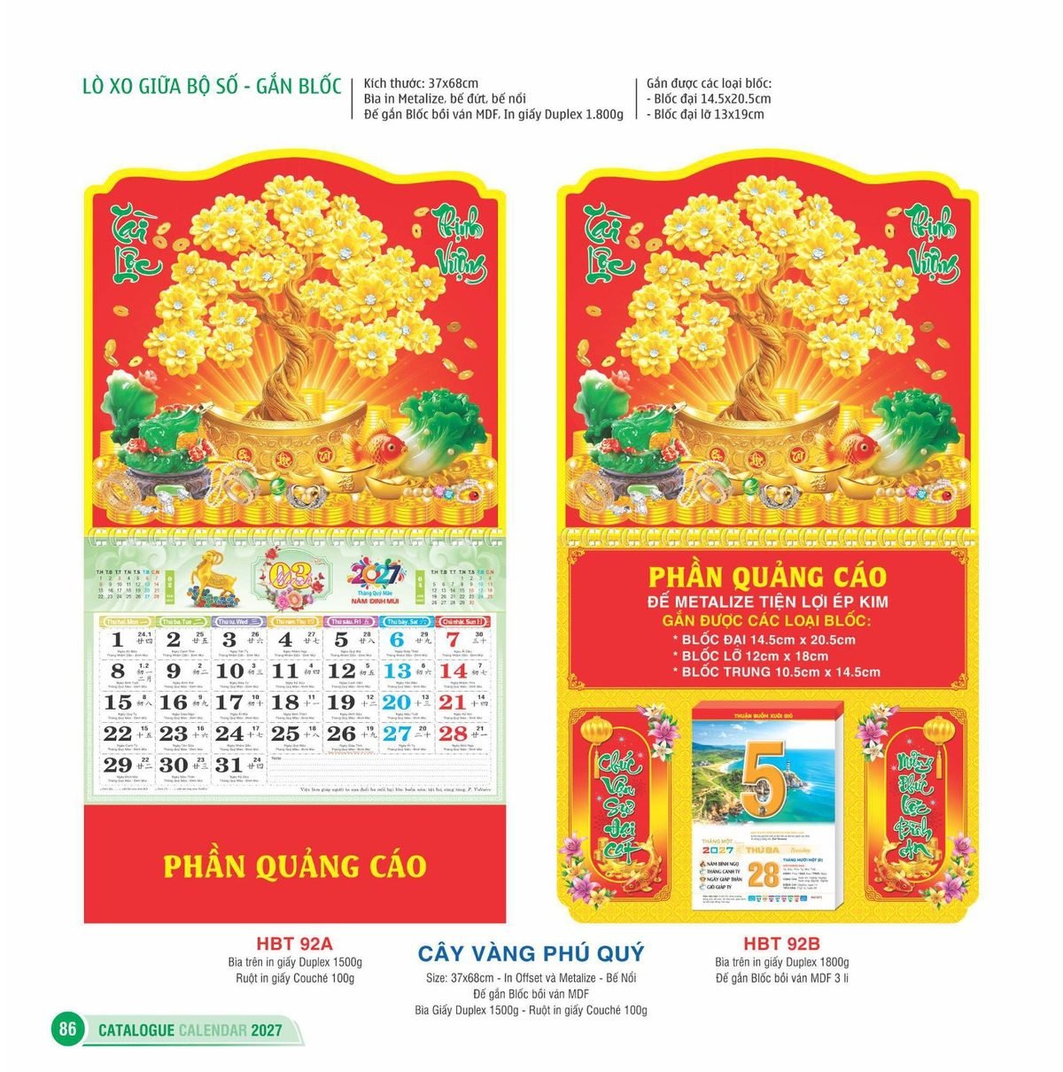 Lịch Treo Tường Lò Xo 2027 HBT Mẫu HBT93B (22 x 23 cm) Quà Tết Công Nhân Viên Chiết Khấu Cao Lịch Treo Tường Lò Xo 2027 HBT Mẫu HBT93B (22 x 23 cm) Quà Tết Công Nhân Viên Chiết Khấu Cao in logo doanh nghiệp quà tặng Tết tại Quà Tặng Công Nhân
