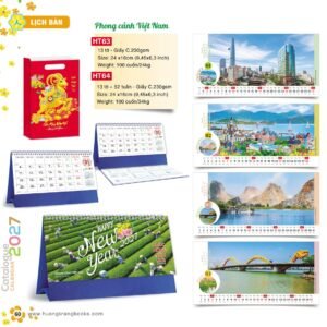 Lịch Để Bàn 2027 HT Mẫu HT63 (24 x 16cm) Quà Tết Công Nhân Viên Chiết Khấu Cao in logo doanh nghiệp quà tặng Tết tại Quà Tặng Công Nhân