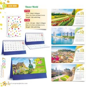 Lịch Để Bàn 2027 HT Mẫu HT65 (24 x 16cm) Quà Tết Công Nhân Viên Chiết Khấu Cao in logo doanh nghiệp quà tặng Tết tại Quà Tặng Công Nhân