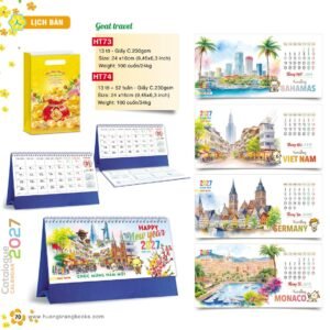 Lịch Để Bàn 2027 HT Mẫu HT73 (24 x 16cm) Quà Tết Công Nhân Viên Chiết Khấu Cao in logo doanh nghiệp quà tặng Tết tại Quà Tặng Công Nhân