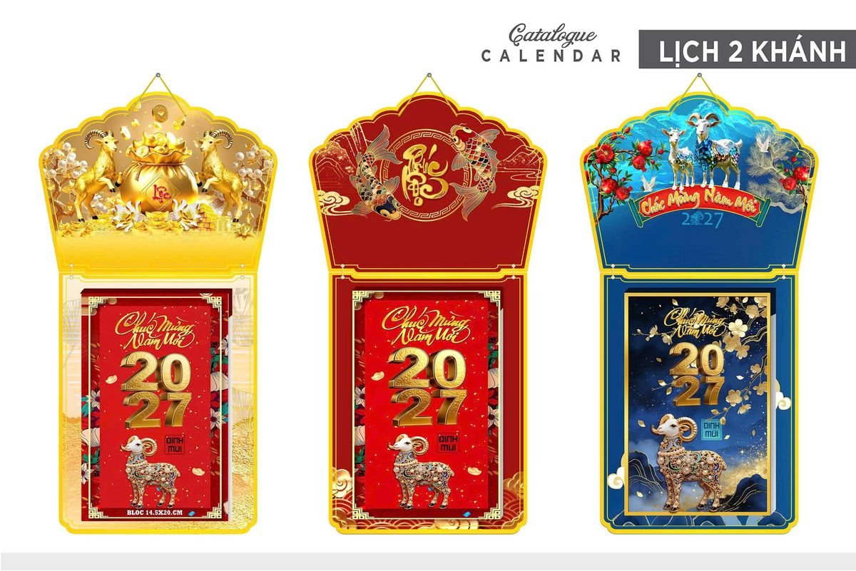 Lịch Khánh Gỗ Lamina 2 Đầu 2027 LM2D_002 - Quà Tặng Công Nhân