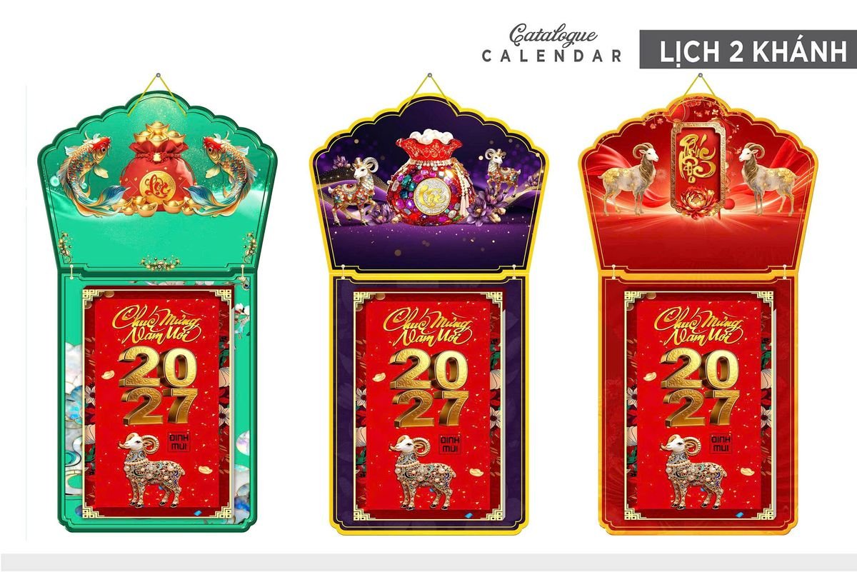 Lịch Khánh Gỗ Lamina 2 Đầu 2027 LM2D_003 Quà Tết Công Nhân Viên Chiết Khấu Cao Lịch Khánh Gỗ Lamina 2 Đầu 2027 LM2D_003 - Quà Tặng Công Nhân