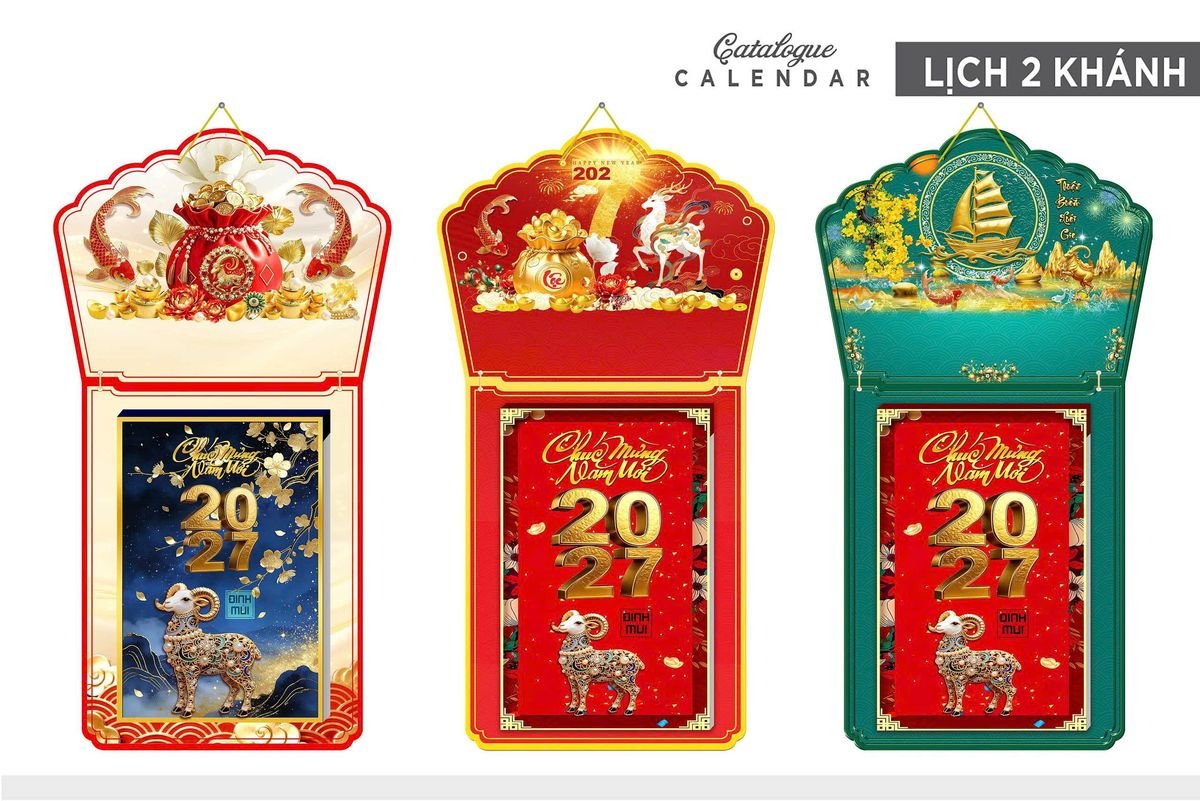 Lịch Khánh Gỗ Lamina 2 Đầu 2027 LM2D_005 - Quà Tặng Công Nhân