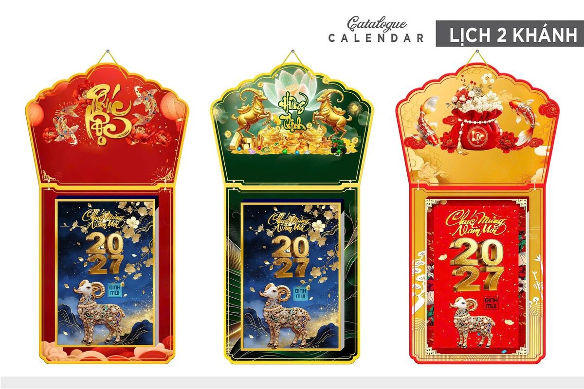 Lịch Khánh Gỗ Lamina 2 Đầu 2027 LM2D_007 - Quà Tặng Công Nhân