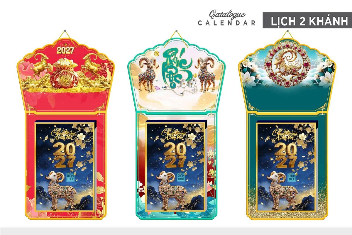 Lịch Khánh Gỗ Lamina 2 Đầu 2027 LM2D_008 - Quà Tặng Công Nhân