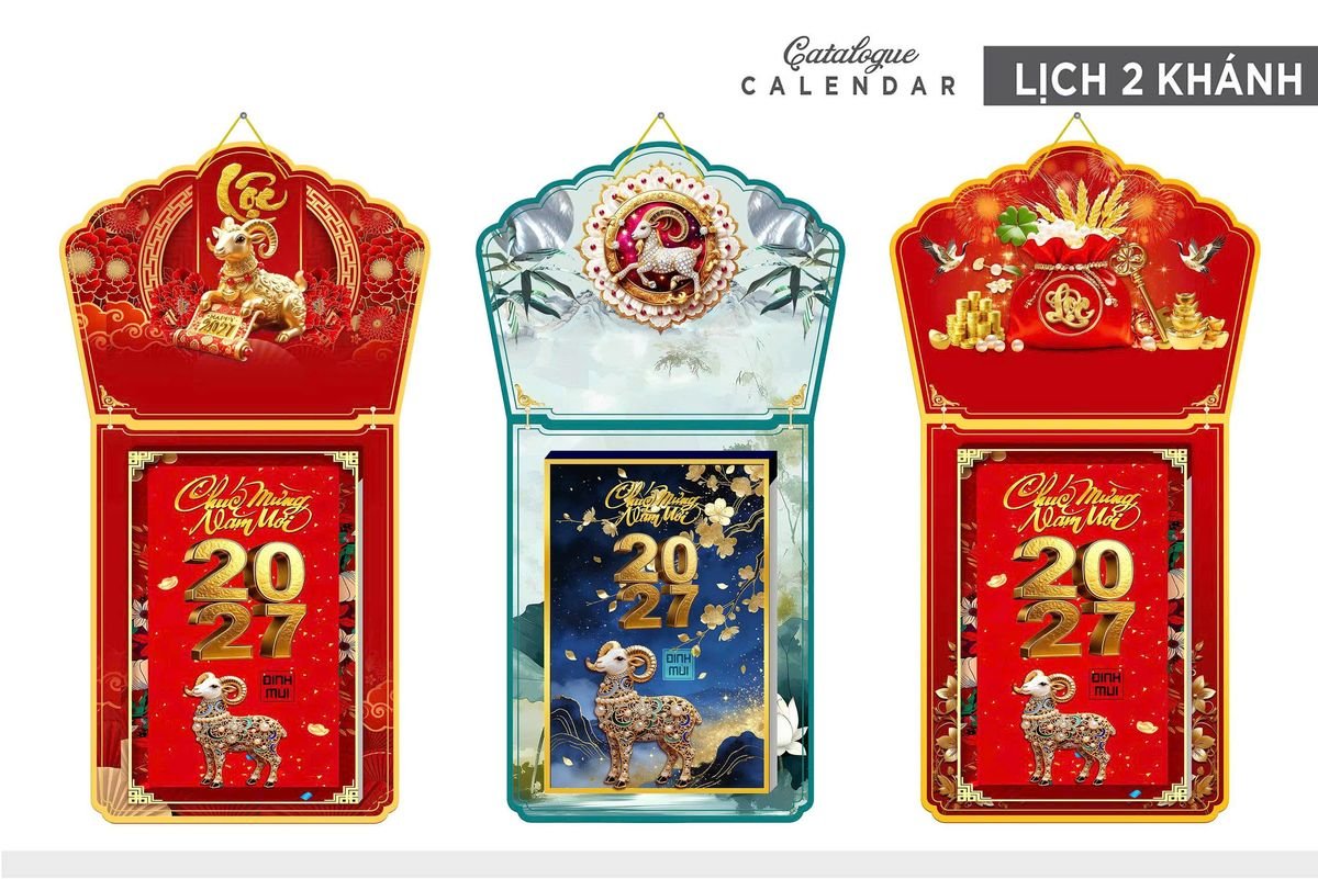 Lịch Khánh Gỗ Lamina 2 Đầu 2027 LM2D_009 - Quà Tặng Công Nhân