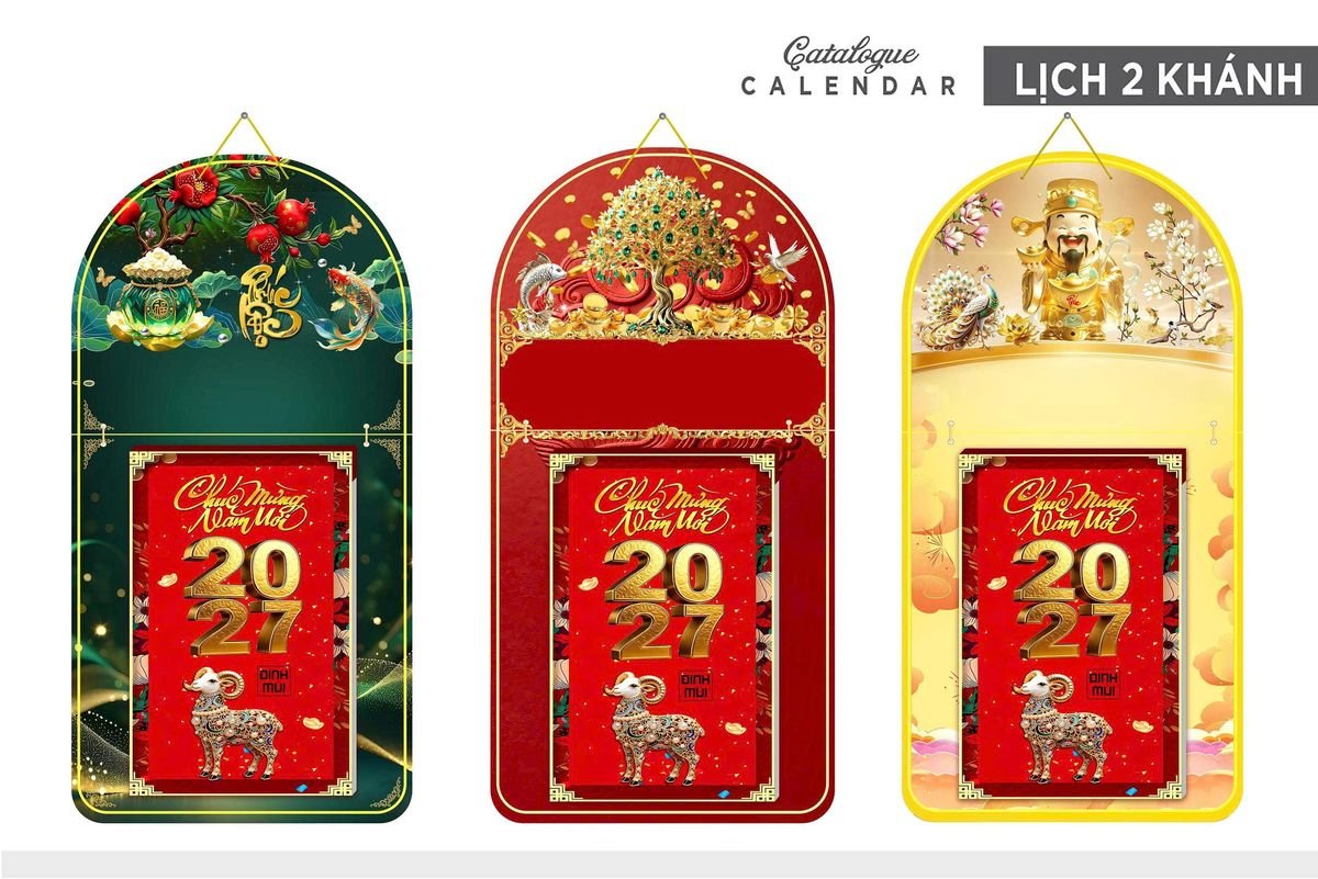 Lịch Khánh Gỗ Lamina 2 Đầu 2027 LM2D_013 - Quà Tặng Công Nhân
