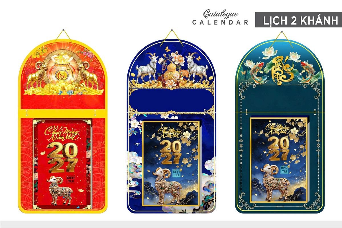 Lịch Khánh Gỗ Lamina 2 Đầu 2027 LM2D_014 - Quà Tặng Công Nhân