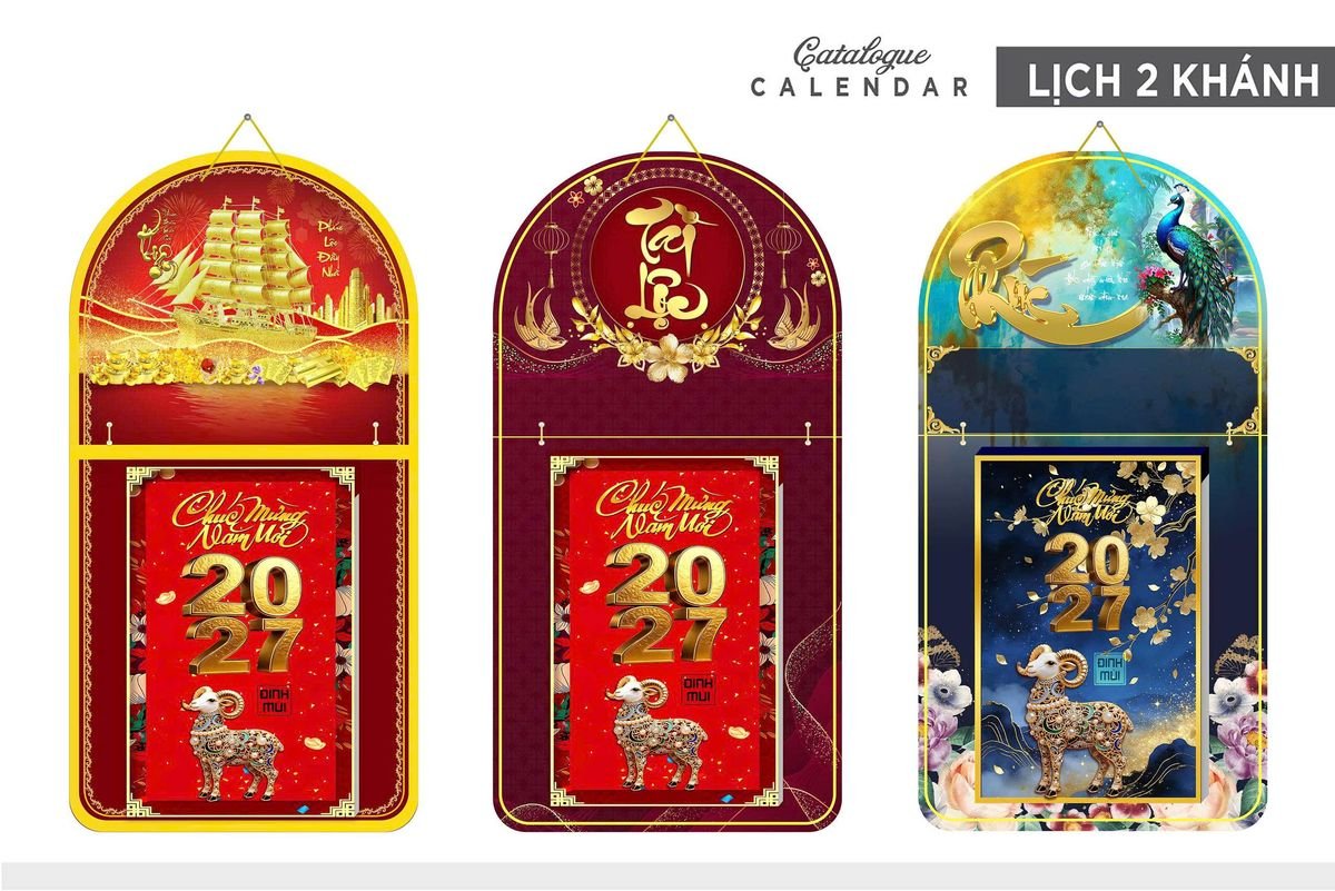 Lịch Khánh Gỗ Lamina 2 Đầu 2027 LM2D_017 - Quà Tặng Công Nhân