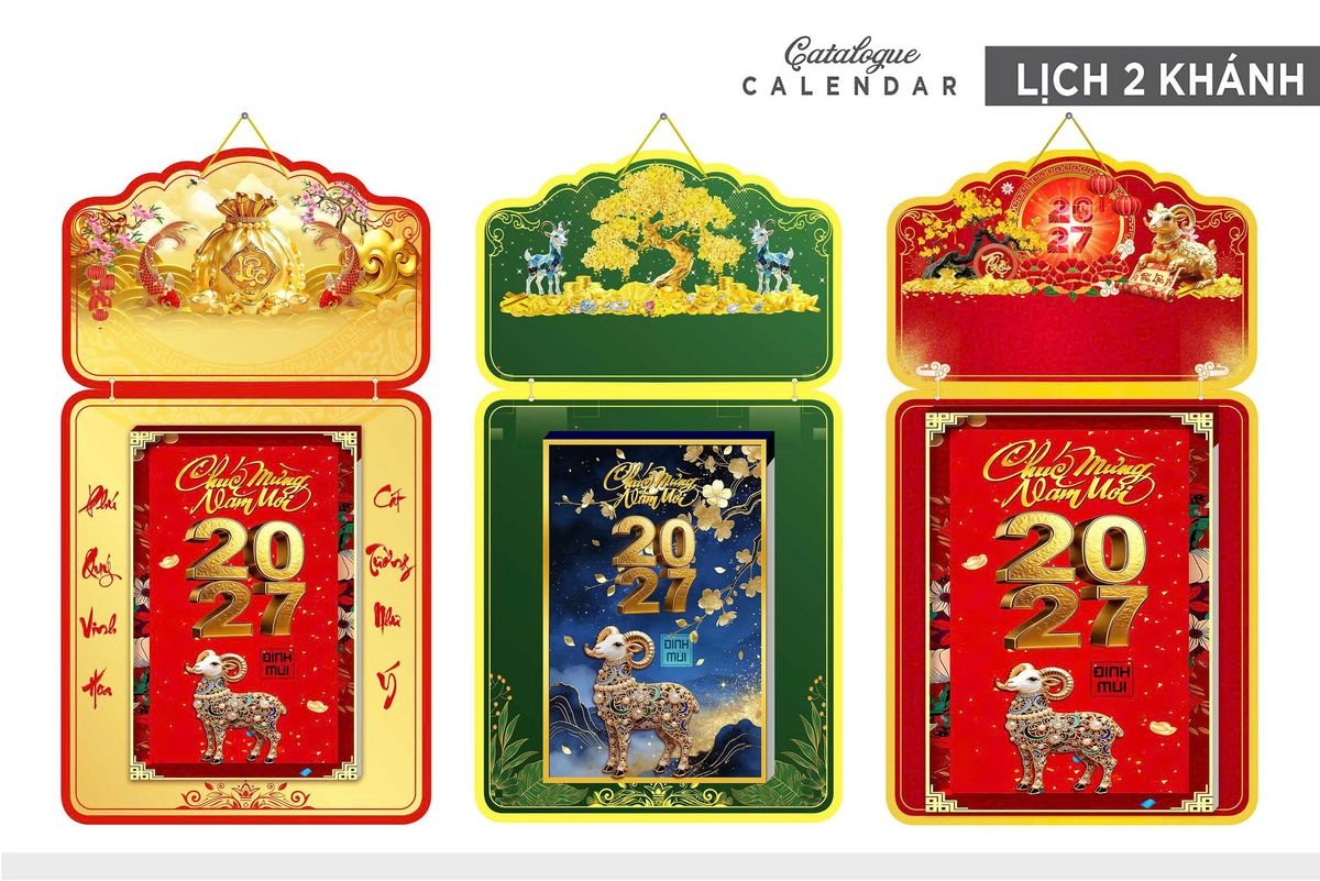 Lịch Khánh Gỗ Lamina 2 Đầu 2027 LM2D_019 - Quà Tặng Công Nhân