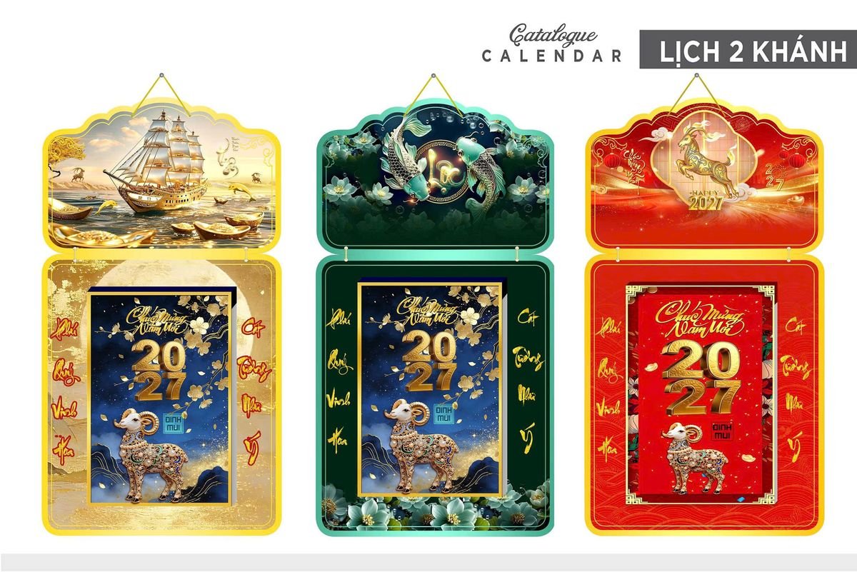Lịch Khánh Gỗ Lamina 2 Đầu 2027 LM2D_024 - Quà Tặng Công Nhân