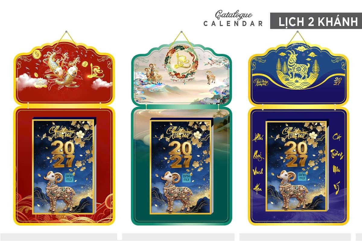 Lịch Khánh Gỗ Lamina 2 Đầu 2027 LM2D_025 - Quà Tặng Công Nhân