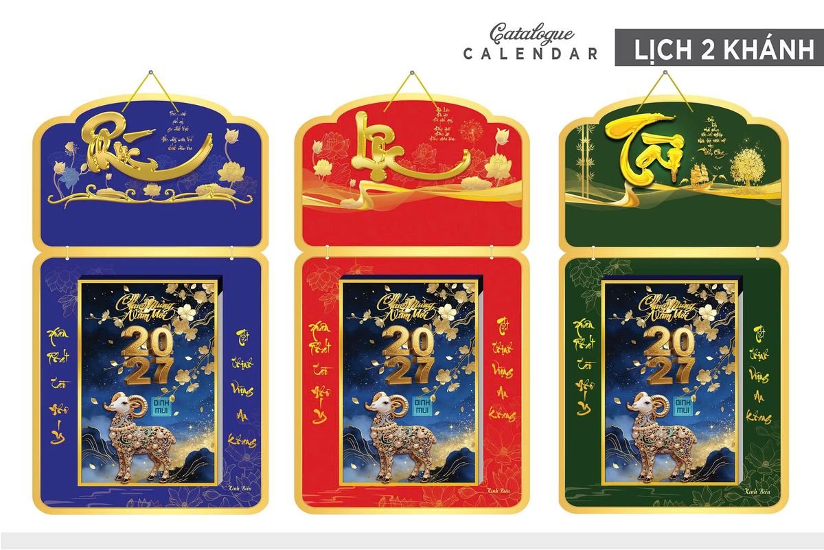 Lịch Khánh Gỗ Lamina 2 Đầu 2027 LM2D_027 Quà Tết Công Nhân Viên Chiết Khấu Cao Lịch Khánh Gỗ Lamina 2 Đầu 2027 LM2D_027 - Quà Tặng Công Nhân