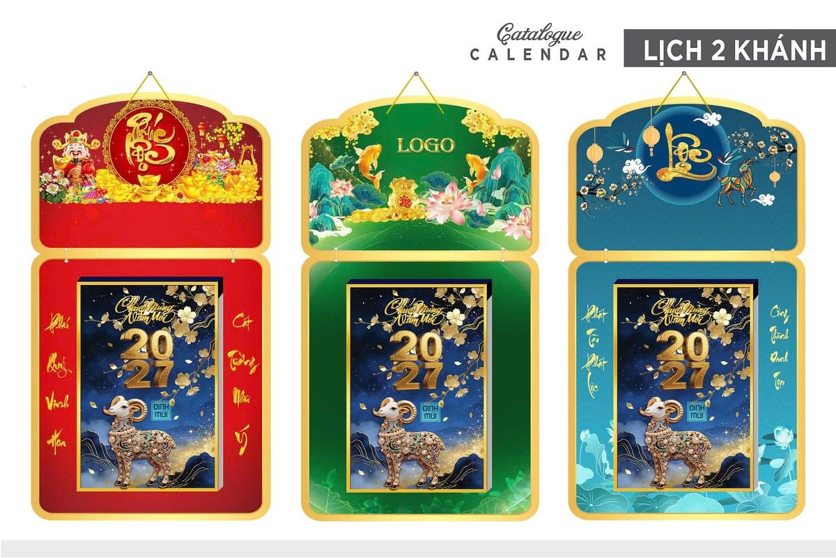 Lịch Khánh Gỗ Lamina 2 Đầu 2027 LM2D_030 - Quà Tặng Công Nhân