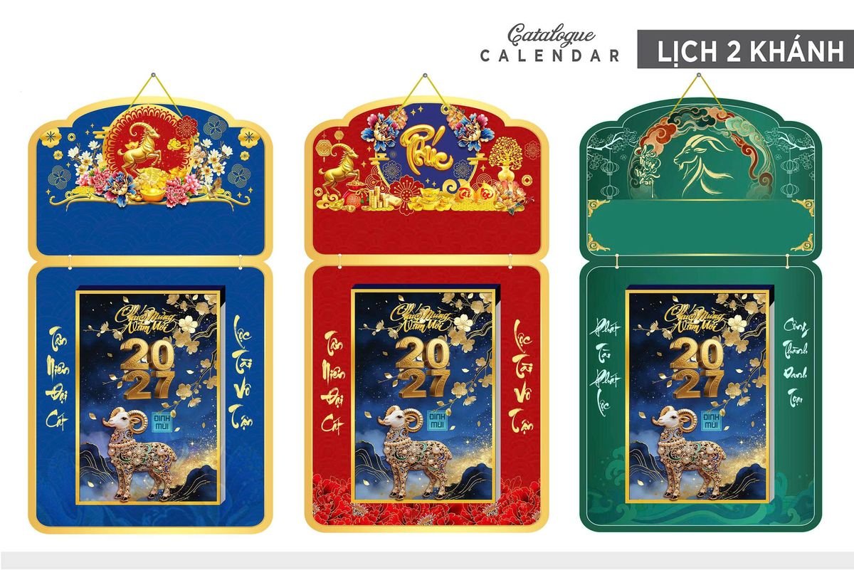 Lịch Khánh Gỗ Lamina 2 Đầu 2027 LM2D_031 - Quà Tặng Công Nhân