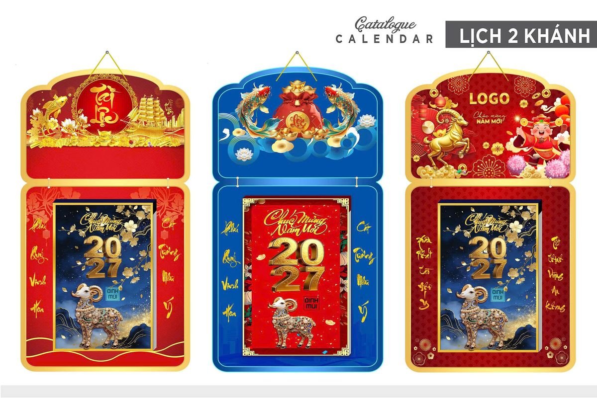 Lịch Khánh Gỗ Lamina 2 Đầu 2027 LM2D_032 - Quà Tặng Công Nhân