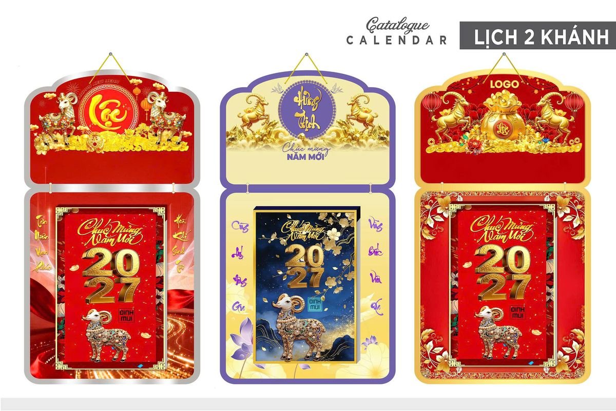 Lịch Khánh Gỗ Lamina 2 Đầu 2027 LM2D_033 - Quà Tặng Công Nhân