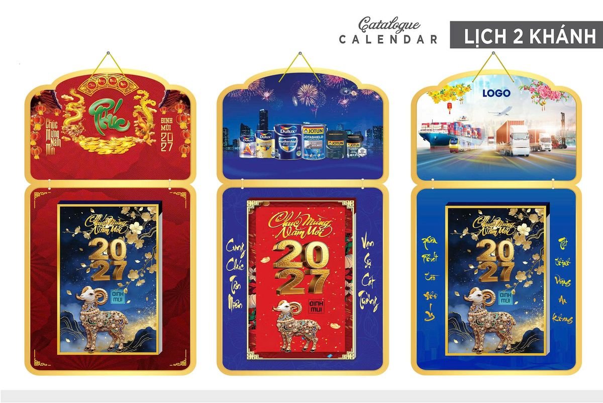 Lịch Khánh Gỗ Lamina 2 Đầu 2027 LM2D_034 - Quà Tặng Công Nhân
