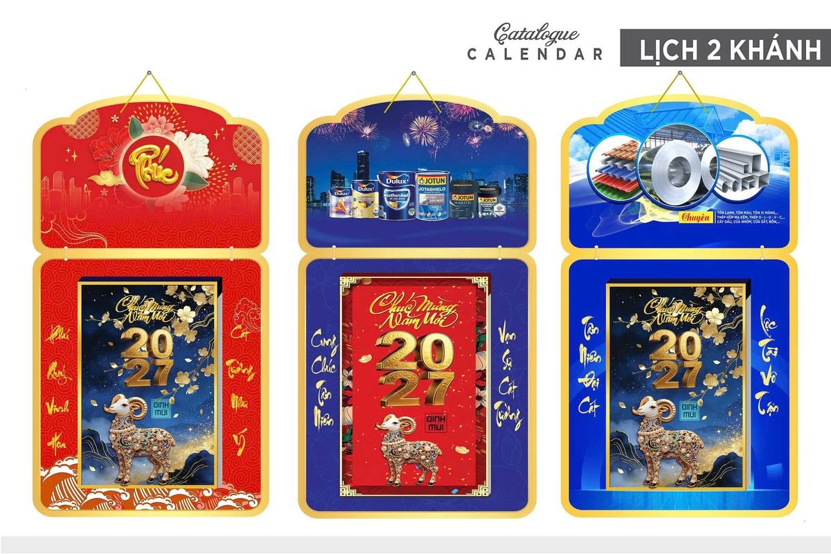 Lịch Khánh Gỗ Lamina 2 Đầu 2027 LM2D_035 - Quà Tặng Công Nhân