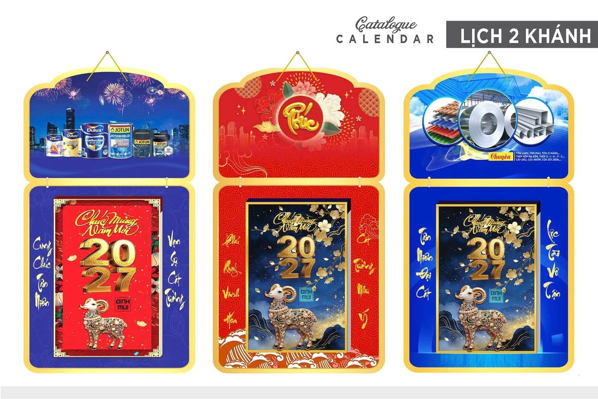 Lịch Khánh Gỗ Lamina 2 Đầu 2027 LM2D_036 - Quà Tặng Công Nhân