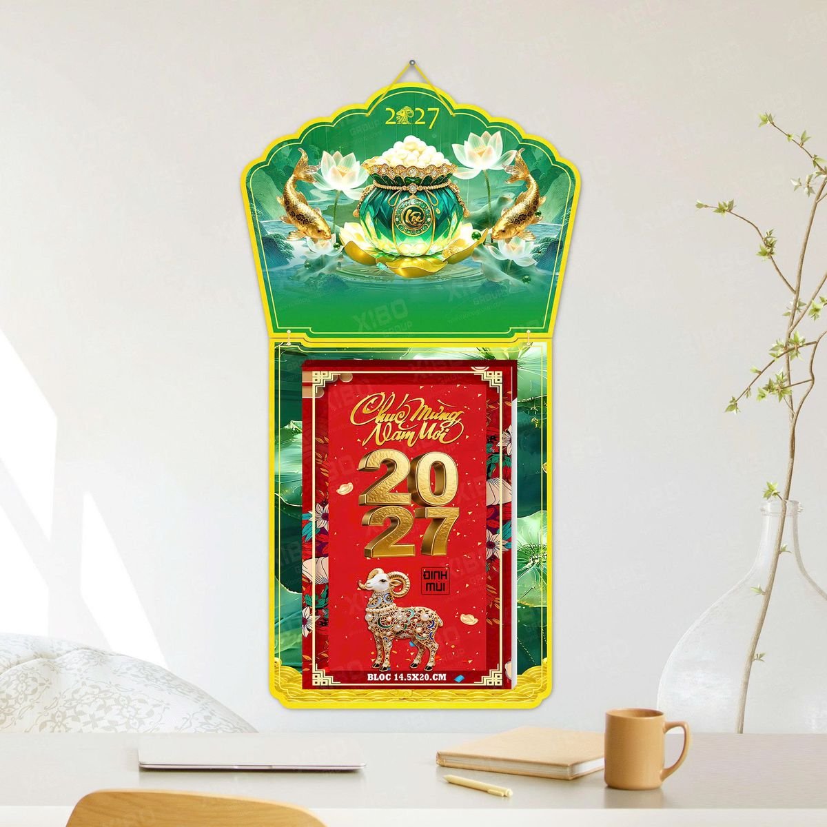 Lịch Khánh Gỗ Lamina 2 Đầu 2027 LM2D_038 - Quà Tặng Công Nhân