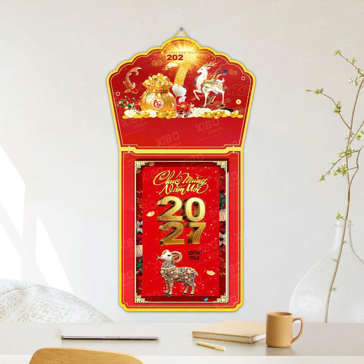 Lịch Khánh Gỗ Lamina 2 Đầu 2027 LM2D_041 - Quà Tặng Công Nhân