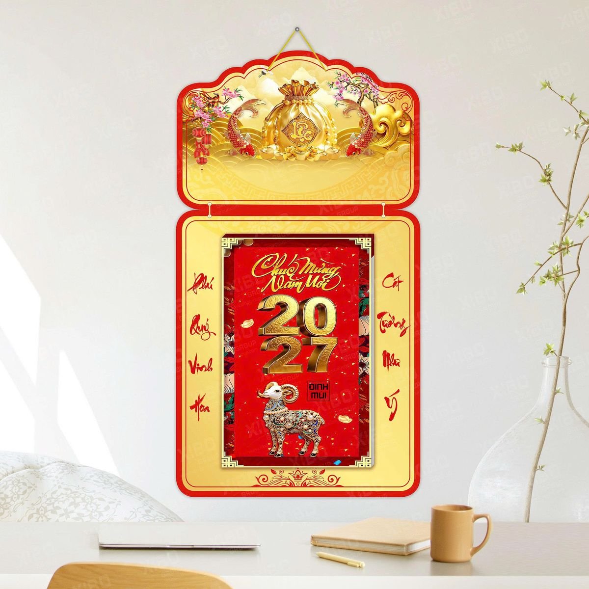 Lịch Khánh Gỗ Lamina 2 Đầu 2027 LM2D_043 - Quà Tặng Công Nhân
