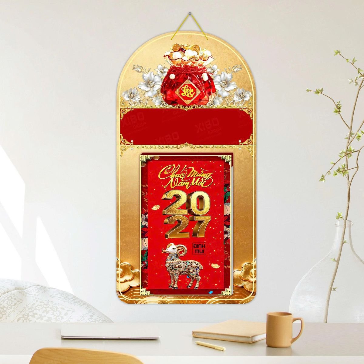 Lịch Khánh Gỗ Lamina 2 Đầu 2027 LM2D_049 - Quà Tặng Công Nhân
