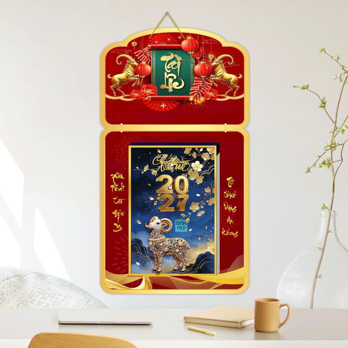 Lịch Khánh Gỗ Lamina 2 Đầu 2027 LM2D_053 - Quà Tặng Công Nhân