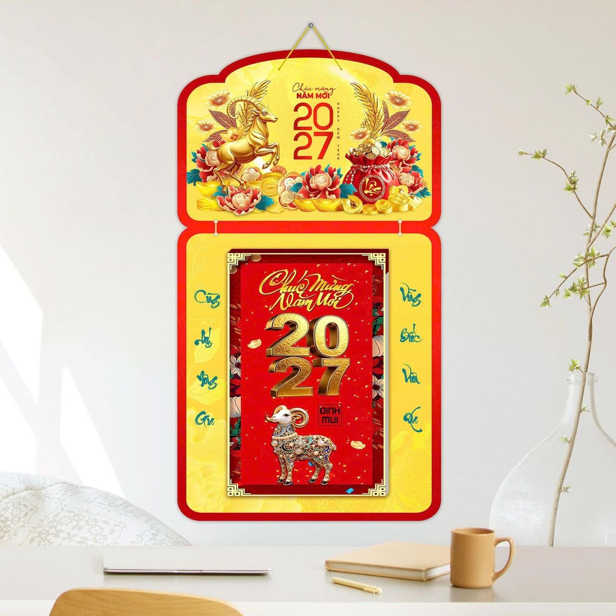 Lịch Khánh Gỗ Lamina 2 Đầu 2027 LM2D_054 - Quà Tặng Công Nhân