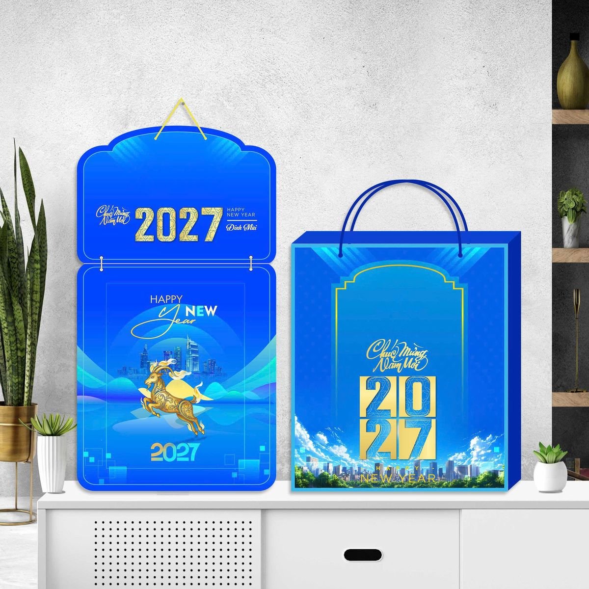 Lịch Khánh Gỗ Lamina 2 Đầu 2027 LM2D_056 - Quà Tặng Công Nhân